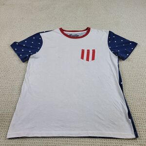 Brooklyn Shirt Boys Large White Blue Red Short Sleeve American USA Stars Stripes